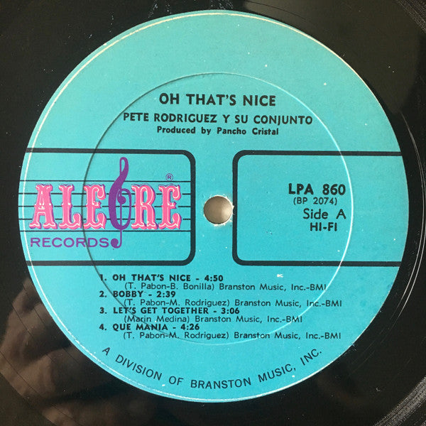 Pete Rodriguez Y Su Conjunto : Oh, That's Nice! (Ay, Que Bueno!) (LP, Album, Mono)