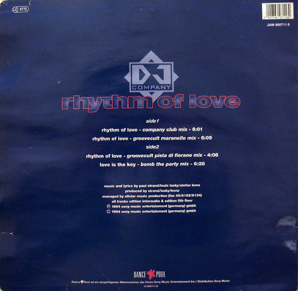 DJ Company : Rhythm Of Love (12")