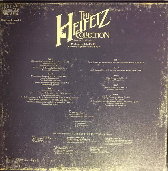 Jascha Heifetz : The Heifetz Collection • Volume 3 / 1935-1937 (4xLP, Mono + Box, Comp)