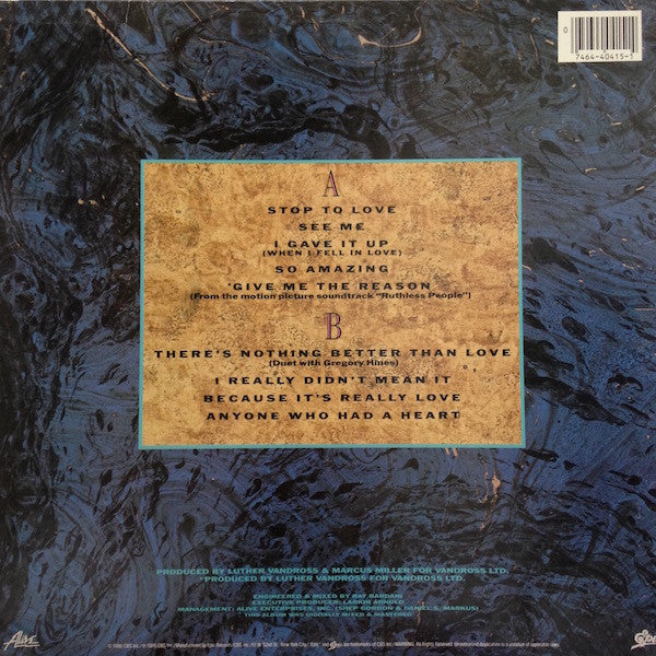 Luther Vandross : Give Me The Reason (LP, Album, Car)