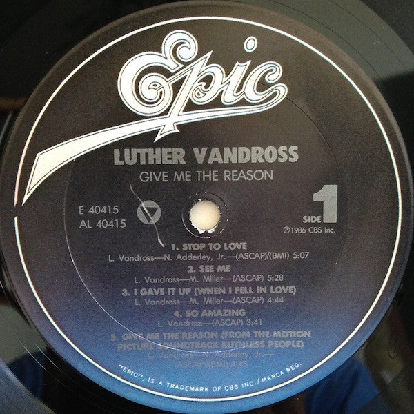 Luther Vandross : Give Me The Reason (LP, Album, Car)