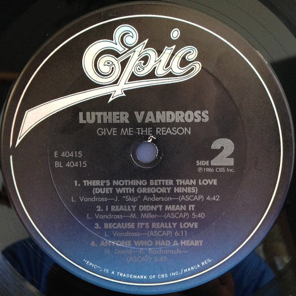 Luther Vandross : Give Me The Reason (LP, Album, Car)
