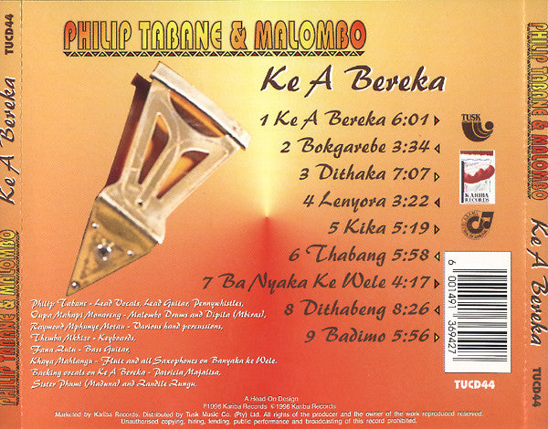 Philip Tabane & Malombo : Ke A Bereka (CD, Album)