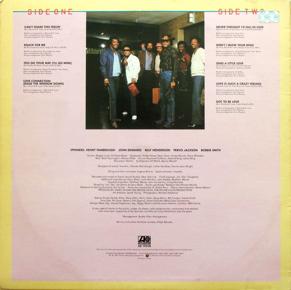 Spinners : Can't Shake This Feelin' (LP, Album, AR)