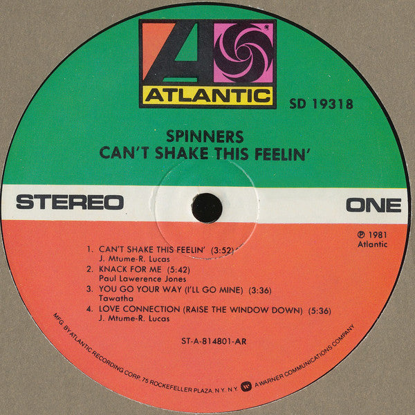 Spinners : Can't Shake This Feelin' (LP, Album, AR)