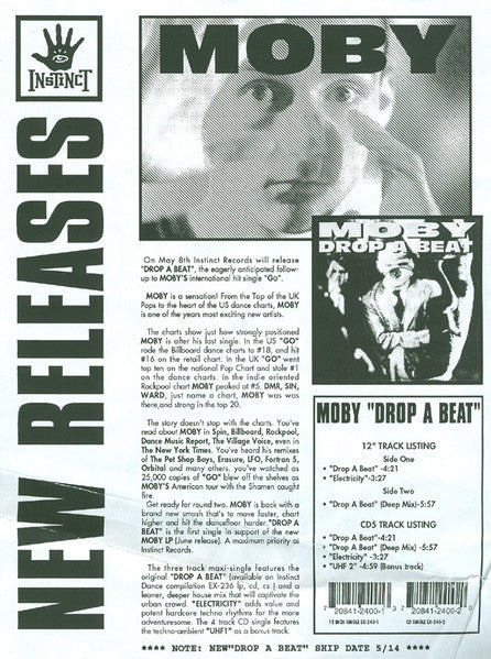 Moby : Drop A Beat (12", Promo)