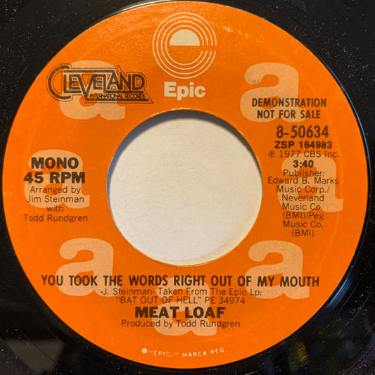 Meat Loaf : You Took The Words Right Out Of My Mouth (7", Mono, Promo, Styrene, Ter)
