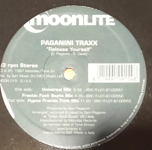 Paganini Traxx : Release Yourself (12", Ltd, Promo)
