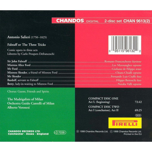 Antonio Salieri - The Madrigalists of Milan, Ensemble Orchestra Sinfonica Guido Cantelli, Alberto Veronesi : Falstaff (2xCD, Album + Box, Sli)
