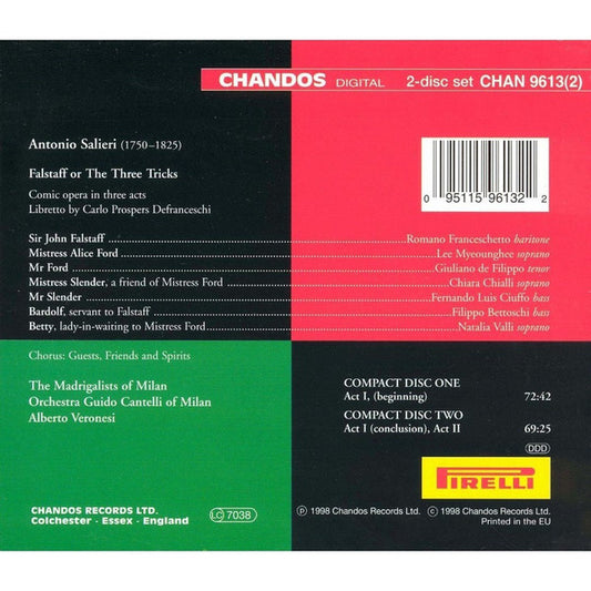 Antonio Salieri - The Madrigalists of Milan, Ensemble Orchestra Sinfonica Guido Cantelli, Alberto Veronesi - Falstaff vinyl record, 2xCD (Near Mint (NM or M-)) | Lulo Records