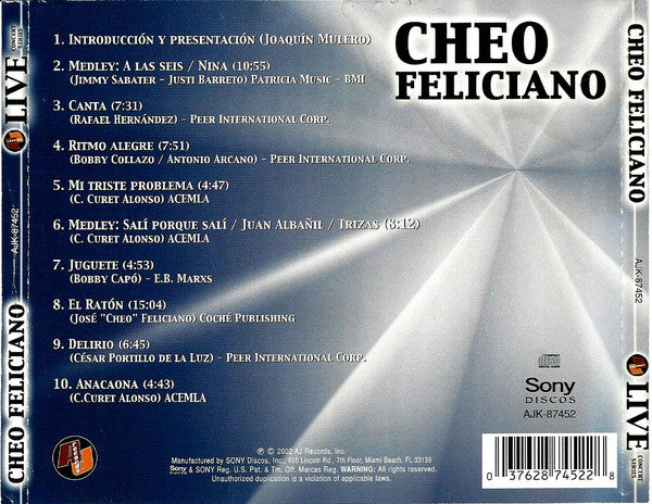 Cheo Feliciano : Live (CD, Album)