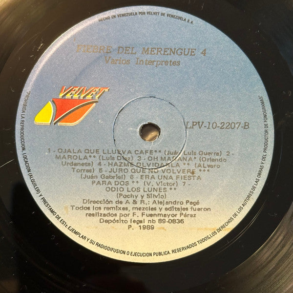 Various : Fiebre Del Merengue 4 (LP, Comp, Mixed)