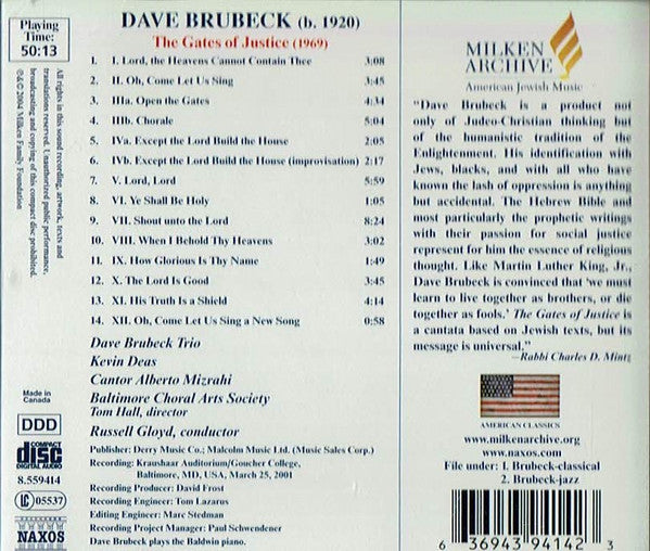 Dave Brubeck : The Gates Of Justice (CD, Album)