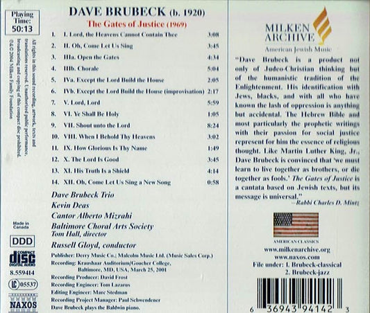 Dave Brubeck - The Gates Of Justice vinyl record, CD (Mint (M)) | Lulo Records