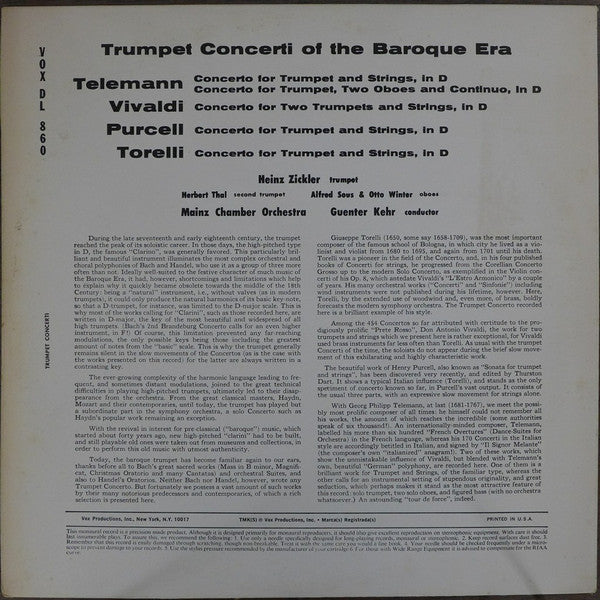 Heinz Zickler & Herbert Thal : The Baroque Trumpet (LP)