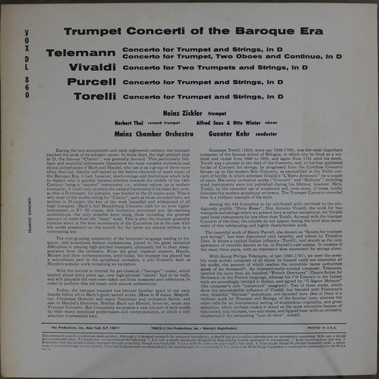 Heinz Zickler & Herbert Thal - The Baroque Trumpet vinyl record, LP (Near Mint (NM or M-)) | Lulo Records