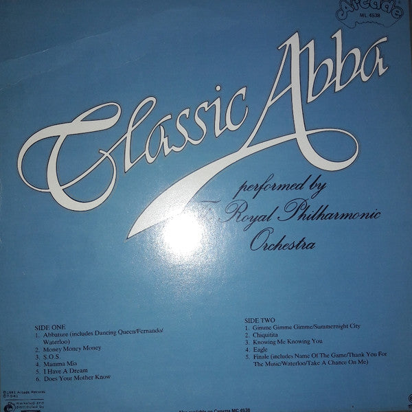 Royal Philharmonic Orchestra Arranged & Conducted By Louis Clark : Classic Abba - Abba's Greatest Hits (LP, Album)