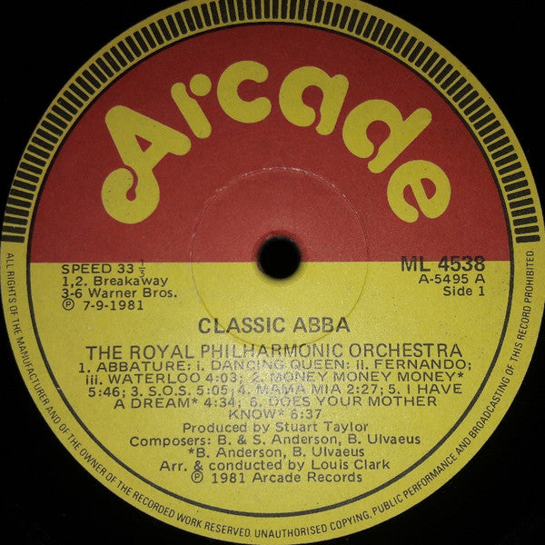 Royal Philharmonic Orchestra Arranged & Conducted By Louis Clark : Classic Abba - Abba's Greatest Hits (LP, Album)