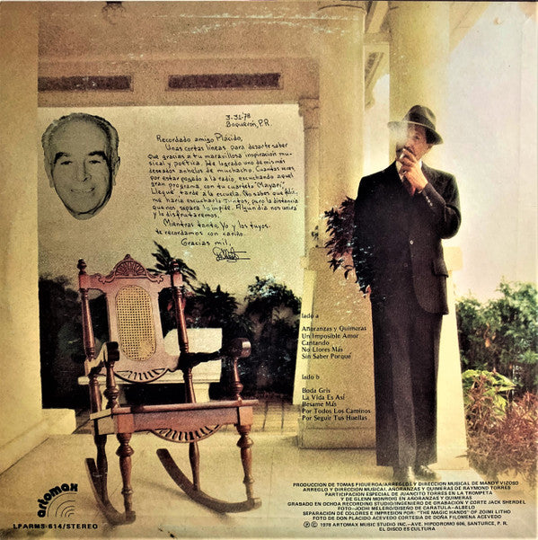 Gilberto Monroig : Añoranzas Y Quimeras (Gilberto Monroig Interpreta A Plácido Acevedo) (LP)