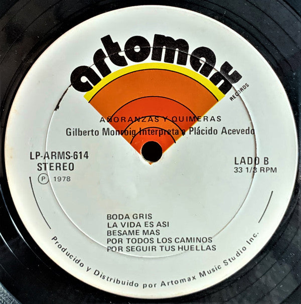 Gilberto Monroig : Añoranzas Y Quimeras (Gilberto Monroig Interpreta A Plácido Acevedo) (LP)