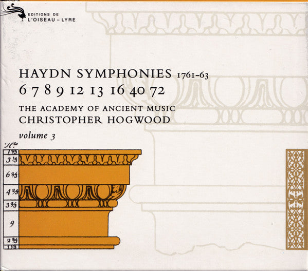 Joseph Haydn - The Academy Of Ancient Music, Christopher Hogwood : Symphonies 1761-63 / 6 7 8 9 12 13 16 40 72 / Volume 3 (3xCD, Album + Box, Sli)