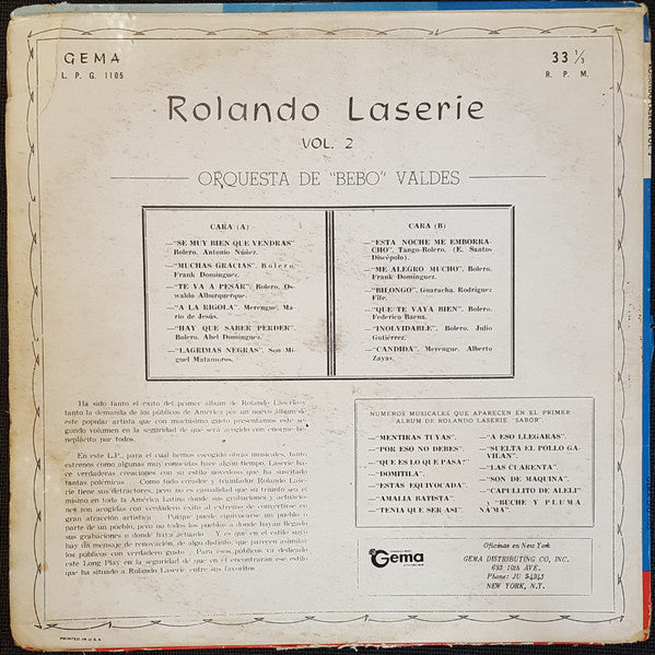 Rolando La Serie : La'Serie Vol II (LP, Album, Mono, RE, Lam)