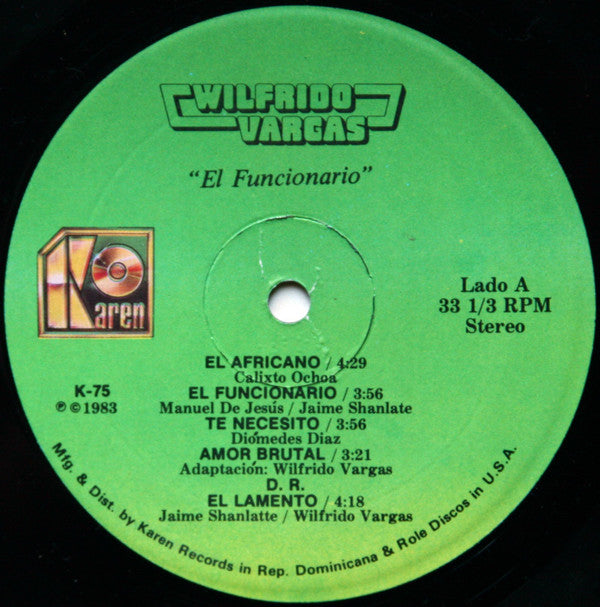 Wilfrido Vargas : El Funcionario (LP, Album)