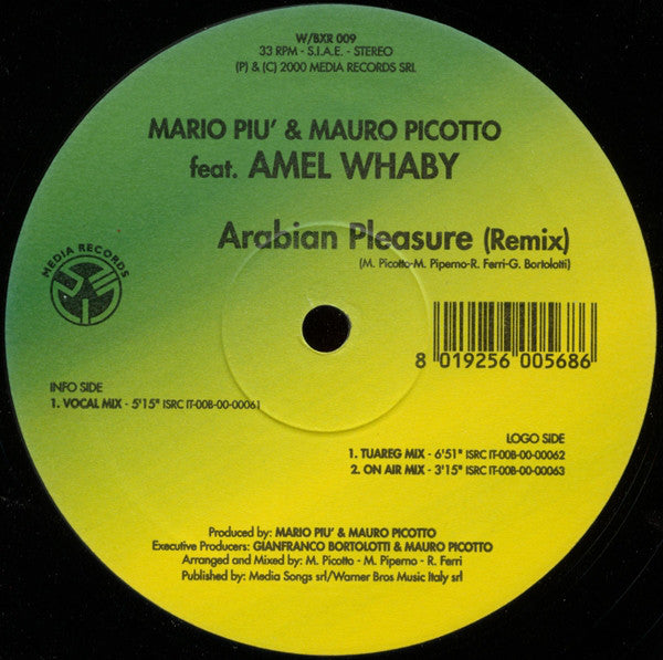 Mario Più & Mauro Picotto : Arabian Pleasure (Remix) (12")