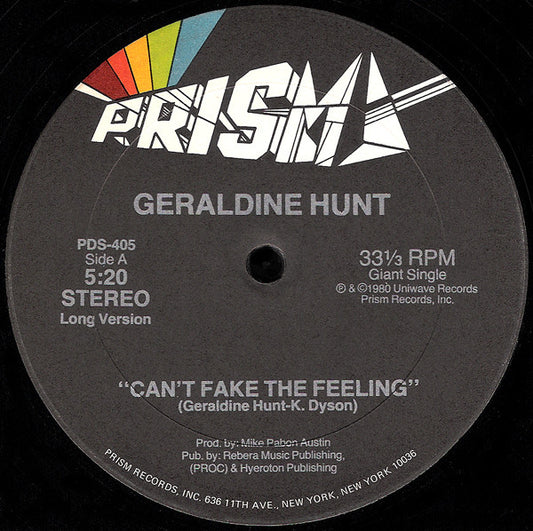 Geraldine Hunt - Can't Fake The Feeling vinyl record, 12" (Very Good (VG)) | Lulo Records