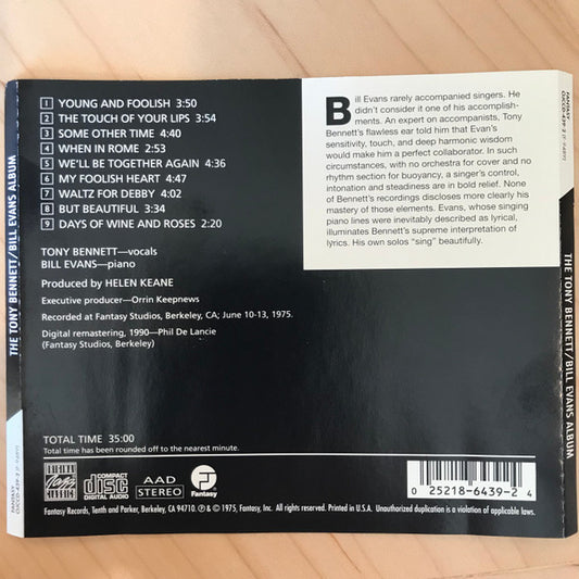 Tony Bennett / Bill Evans - The Tony Bennett / Bill Evans Album vinyl record, CD (Very Good Plus (VG+)) | Lulo Records