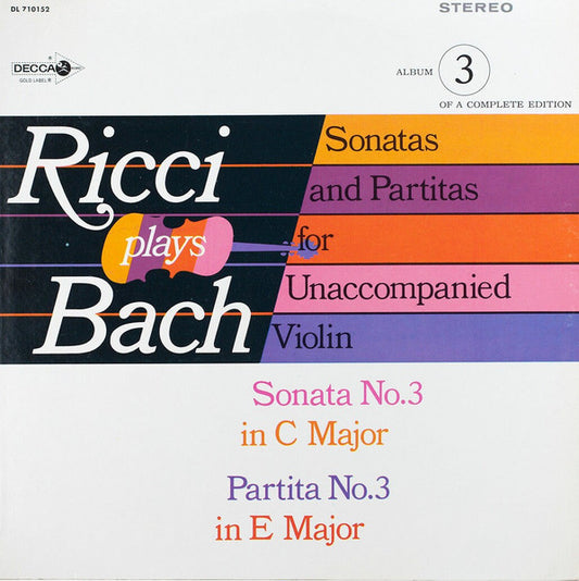 Ruggiero Ricci Plays Johann Sebastian Bach : Ricci Plays Bach - Sonatas And Partitas For Unaccompanied Violin (LP)