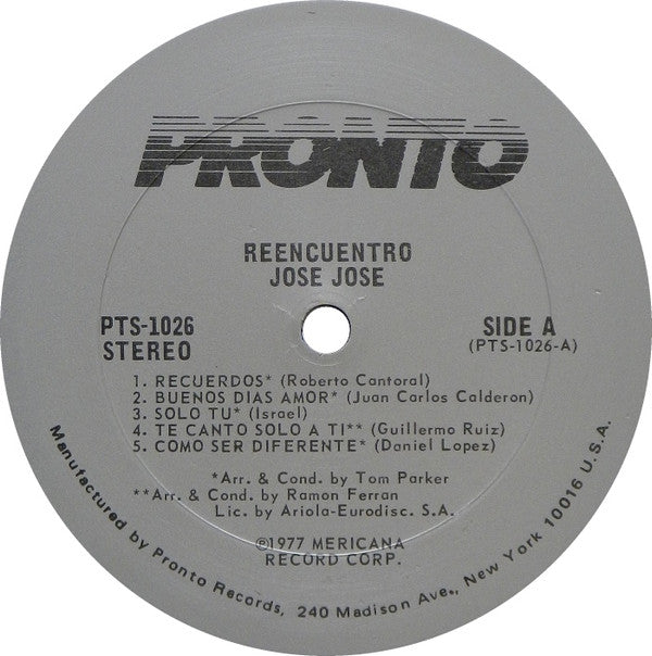 José José : Reencuentro (LP, Album)