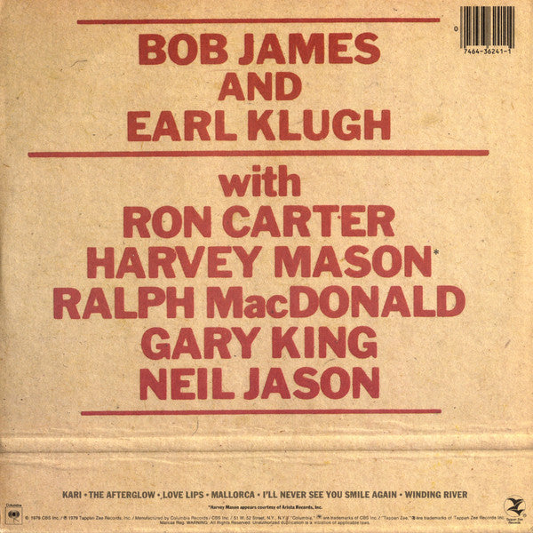 Bob James & Earl Klugh : One On One (LP, Album, Gat)