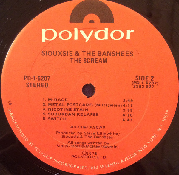 Siouxsie And The Banshees* : The Scream (LP, Album, Gol)