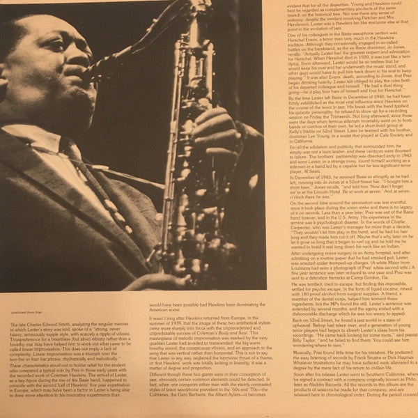 Lester Young : The Aladdin Sessions (2xLP, Comp, Mono)