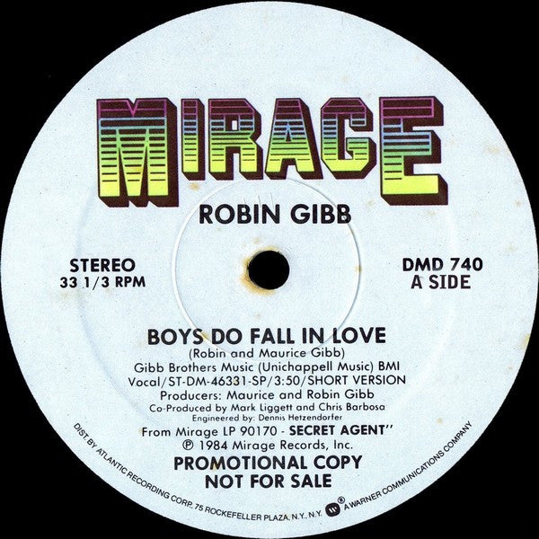 Robin Gibb : Boys Do Fall In Love (12", Maxi, Promo)