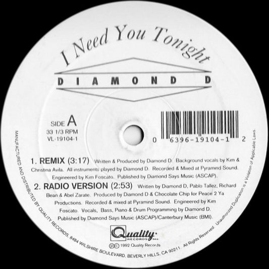Diamond D (5) : I Need You Tonight (12")