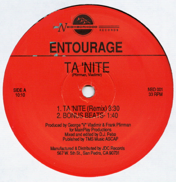 Entourage : Ta 'Nite (12")