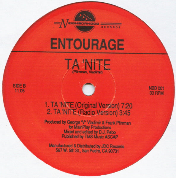 Entourage : Ta 'Nite (12")