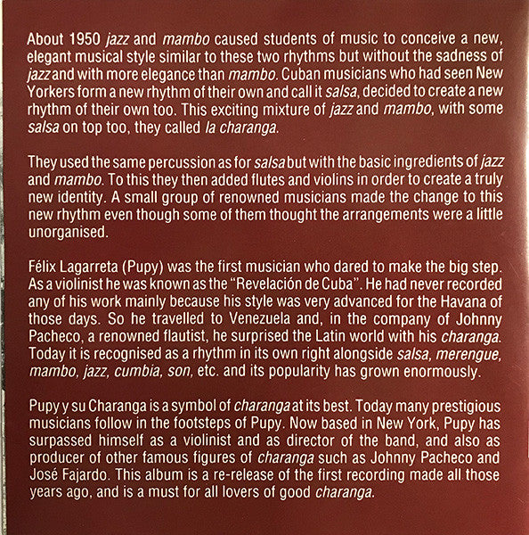 Pupi Y Su Charanga : Pupy Y Su Charanga (CD, Comp)