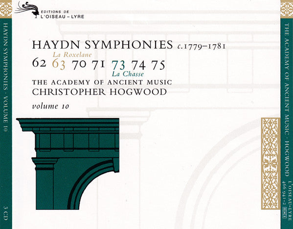 Joseph Haydn - The Academy Of Ancient Music, Christopher Hogwood : Symphonies C. 1779-1781 / 62 63 70 71 73 74 75 / Volume 10 (3xCD, Album + Box, Sli)