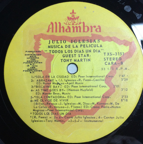 Julio Iglesias : Música De La Película "Todos Los Días, Un Día" (LP, Album)