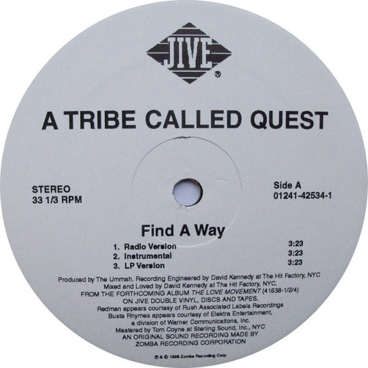 A Tribe Called Quest - Find A Way / Steppin' It Up vinyl record, 12" (Near Mint (NM or M-)) | Lulo Records