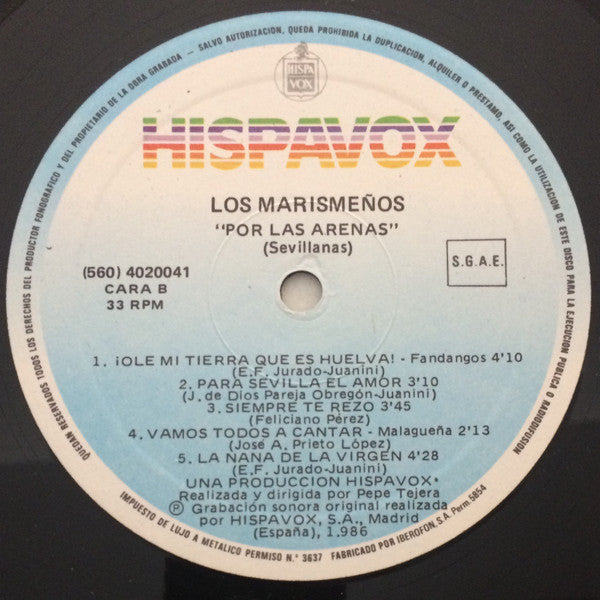 Los Marismeños : Por Las Arenas (Sevillanas '86) (LP, Album)