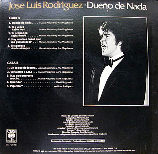 Jose Luis Rodriguez* : Dueño De Nada (LP, Album)