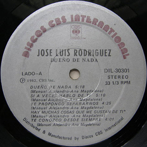 Jose Luis Rodriguez* : Dueño De Nada (LP, Album)