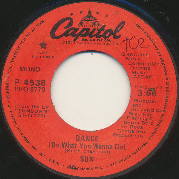 Sun (7) : Dance (Do What You Wanna Do) (7", Mono, Promo)