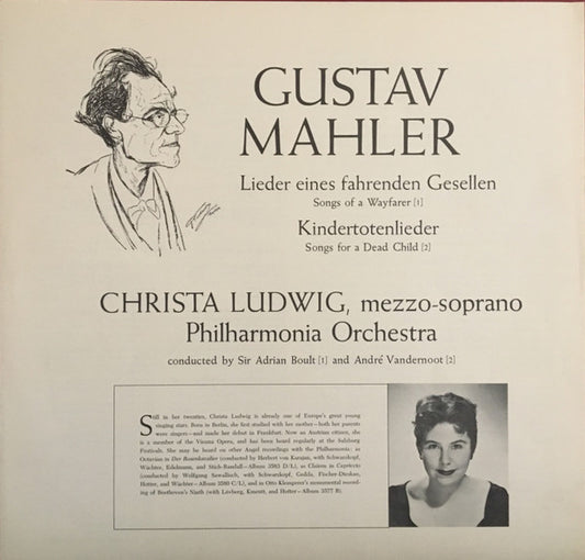 Gustav Mahler - Christa Ludwig - Lieder Eines Fahrenden Gesellen / Kindertotenlieder vinyl record, LP (Near Mint (NM or M-)) | Lulo Records