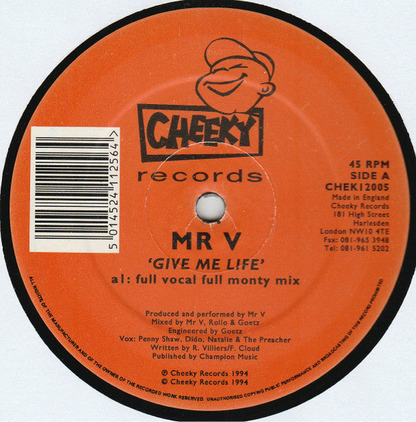 Mr. V : Give Me Life (12", Single)