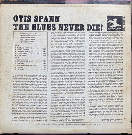 Otis Spann - The Blues Never Die! vinyl record, LP (Very Good (VG)) | Lulo Records